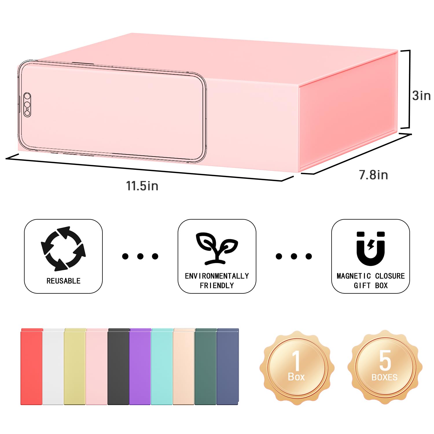 PSHVYM 5 Pack Pink Gift Box, 11.75x8.45x3.25 In Gift Boxes
